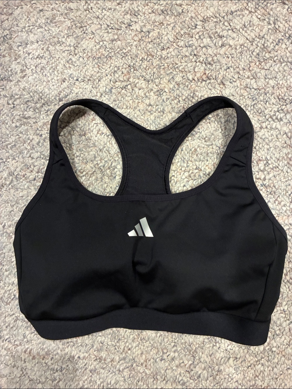 adidas Black Racerback Logo Sports Bra